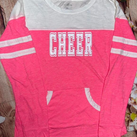 SO clothing Girl's Pink and White Cheer Varsity Tee Size 14 - Picture 1 of 2